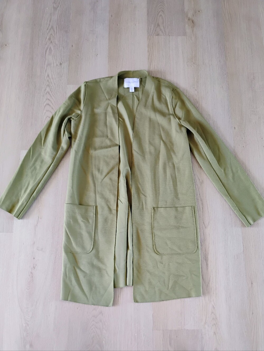 Carolina Belle Olive Open-Front Longline Blazer